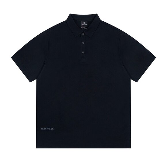 Black Lapel Letter Print Polo Shirt Kolon Sport - Picture 1 of 3